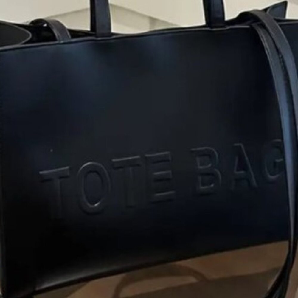 Chic Black Embossed Tote – Vegan Leather Shoulder Bag for Women - Picture 6 of 6